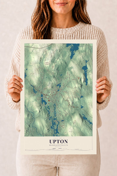 Upton, Massachusetts map print - 12 x 18 archival matte print