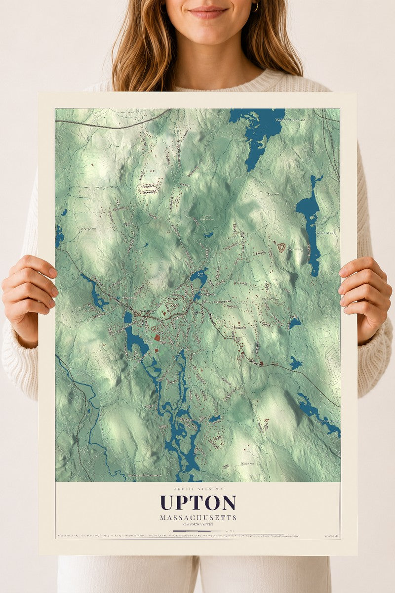 Upton, Massachusetts map print - 18 x 24 archival matte print