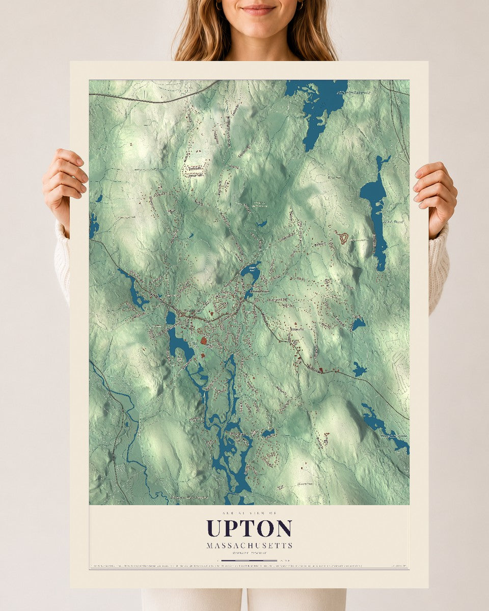 Upton, Massachusetts map print - 24 x 36 archival matte print