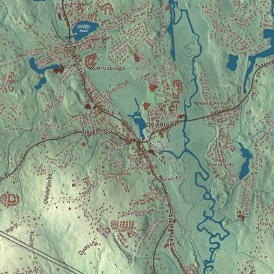 Street and neighborhood detail from the Uxbridge, Massachusetts map