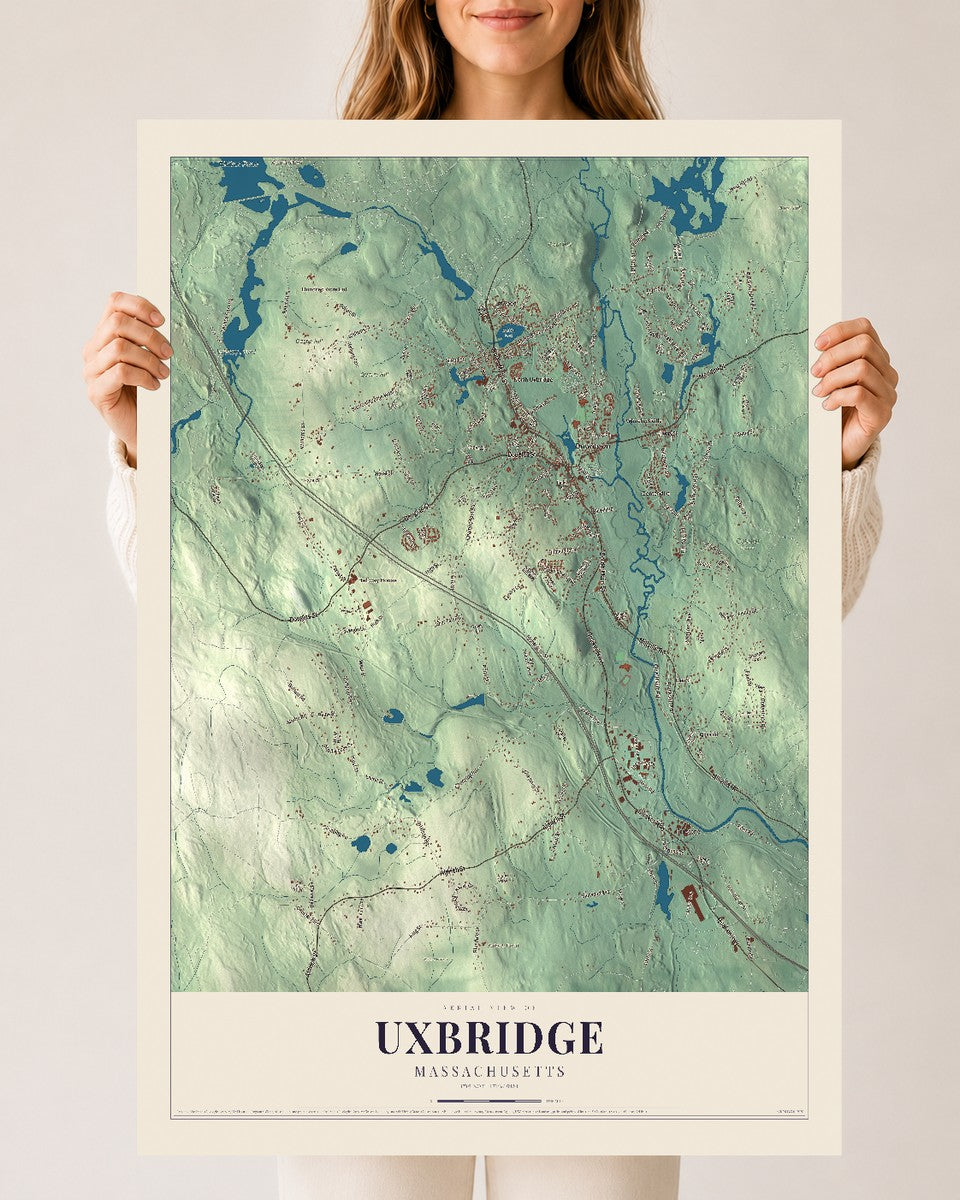 Uxbridge, Massachusetts map print - 24 x 36 archival matte print