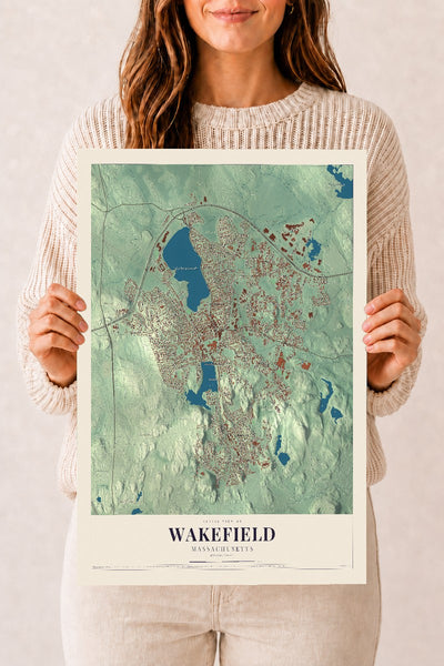 Wakefield, Massachusetts map print - 12 x 18 archival matte print