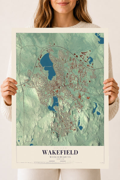 Wakefield, Massachusetts map print - 18 x 24 archival matte print