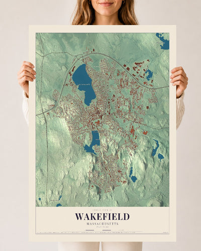 Wakefield, Massachusetts map print - 24 x 36 archival matte print