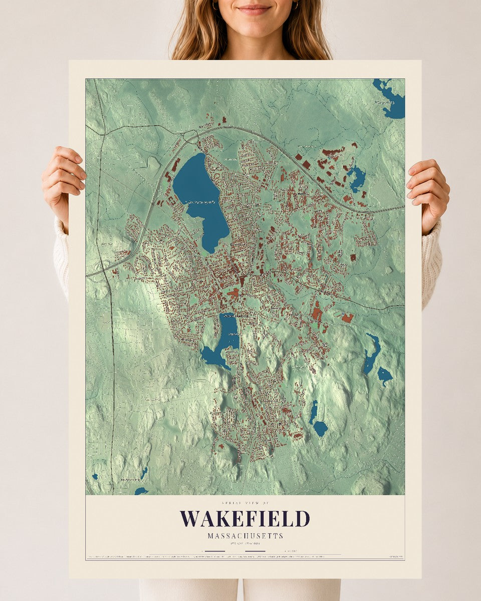 Wakefield, Massachusetts map print - 24 x 36 archival matte print