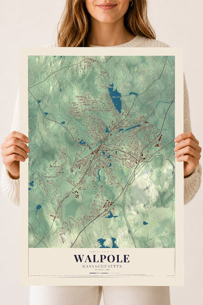 Walpole, Massachusetts map print - 18 x 24 archival matte print