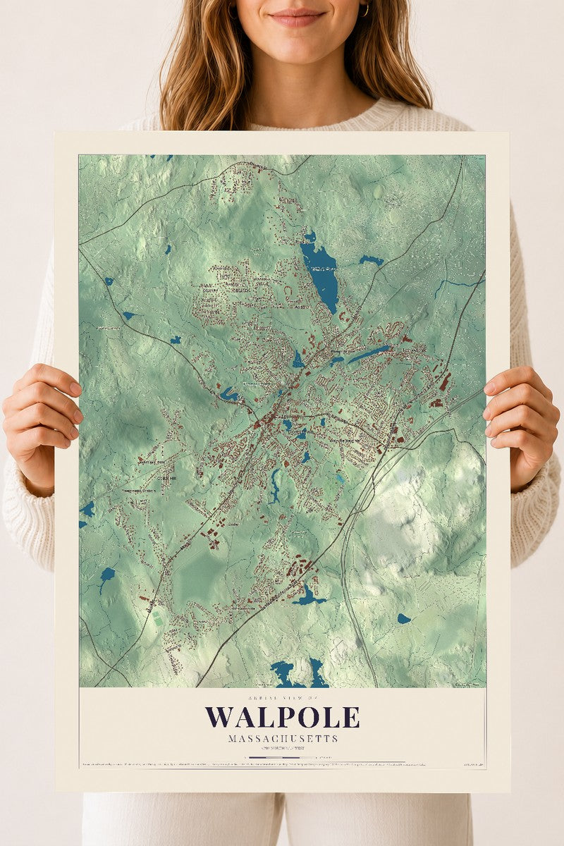 Walpole, Massachusetts map print - 18 x 24 archival matte print