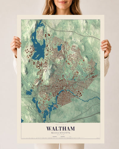 Waltham, Massachusetts map print - 24 x 36 archival matte print