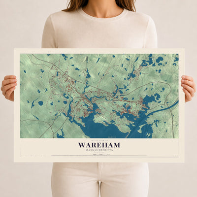 Wareham, Massachusetts map print - 12 x 18 archival matte print