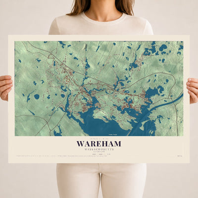 Wareham, Massachusetts map print - 18 x 24 archival matte print
