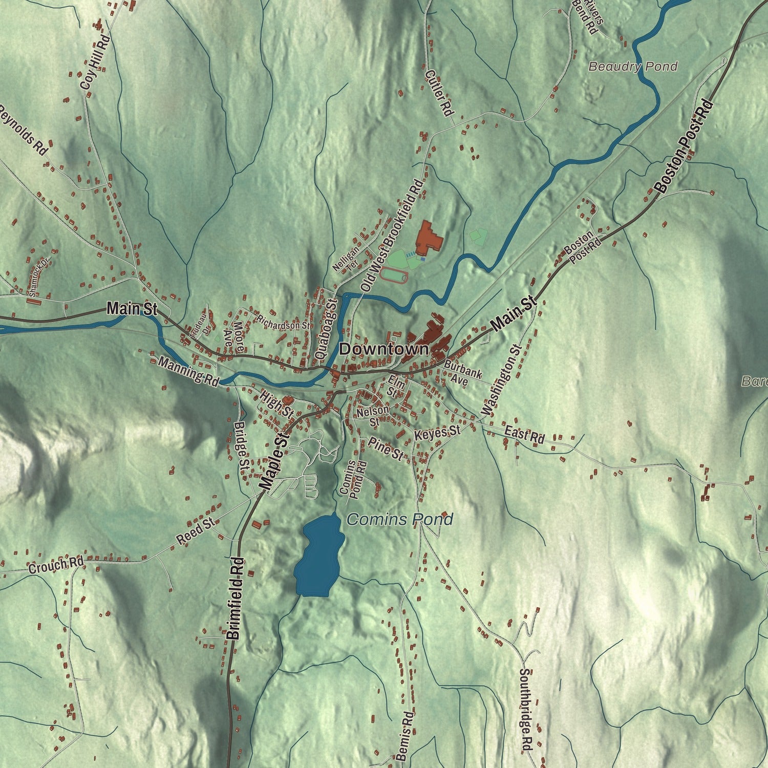 Street and neighborhood detail from the Warren, Massachusetts map