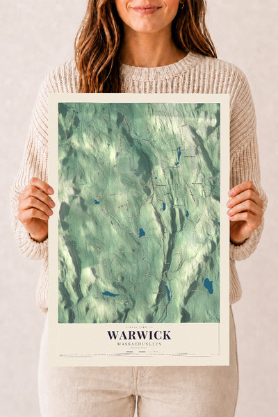 Warwick, Massachusetts map print - 12 x 18 archival matte print