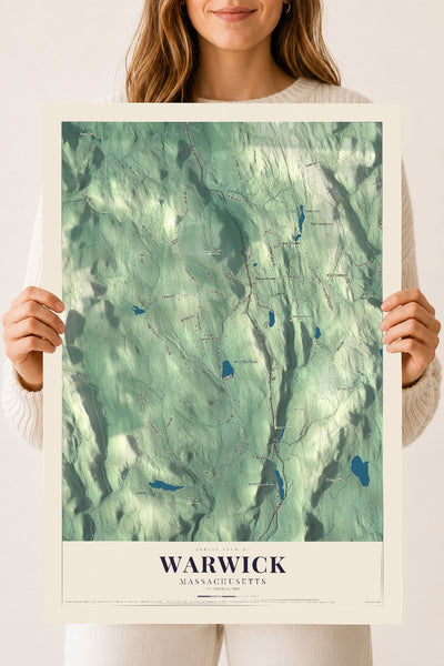 Warwick, Massachusetts map print - 18 x 24 archival matte print