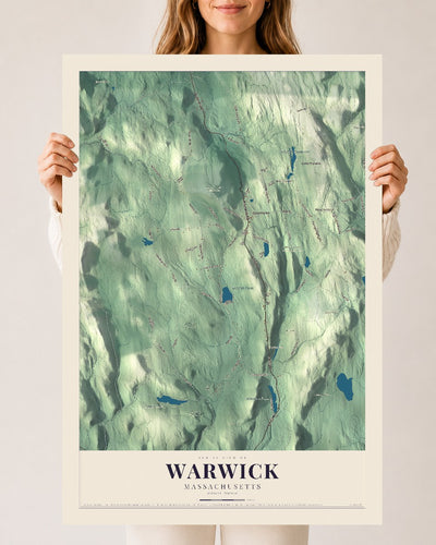 Warwick, Massachusetts map print - 24 x 36 archival matte print