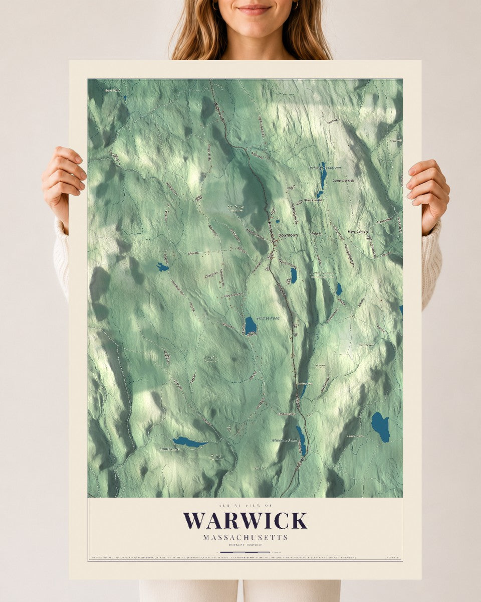 Warwick, Massachusetts map print - 24 x 36 archival matte print
