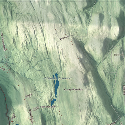 Terrain and local geography detail from the Warwick, Massachusetts map