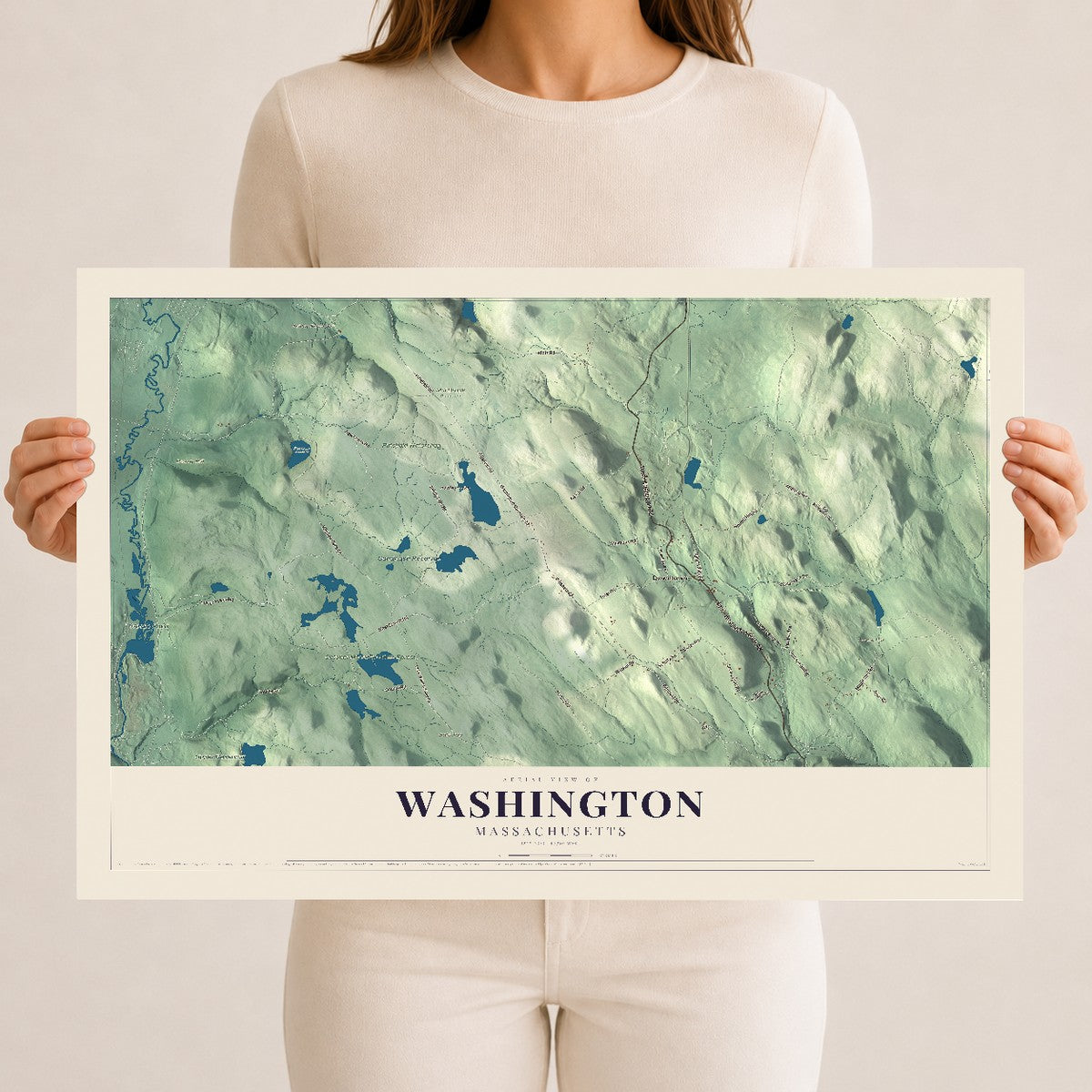 Washington, Massachusetts map print - 12 x 18 archival matte print