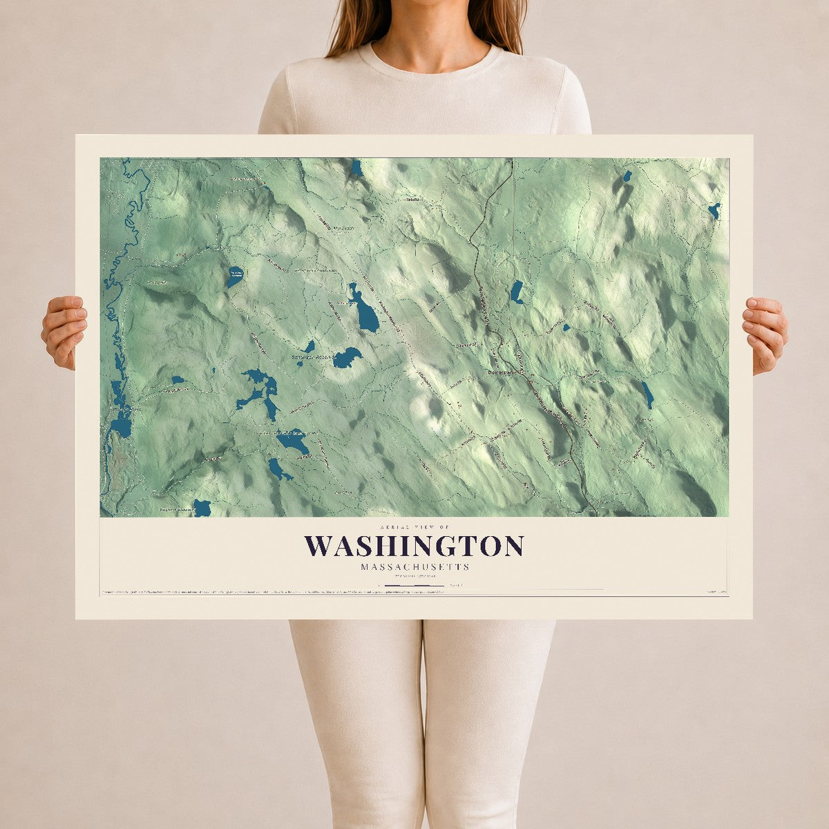 Washington, Massachusetts map print - 24 x 36 archival matte print
