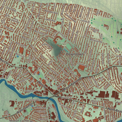 Street and neighborhood detail from the Watertown, Massachusetts map