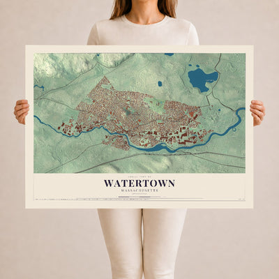 Watertown, Massachusetts map print - 24 x 36 archival matte print