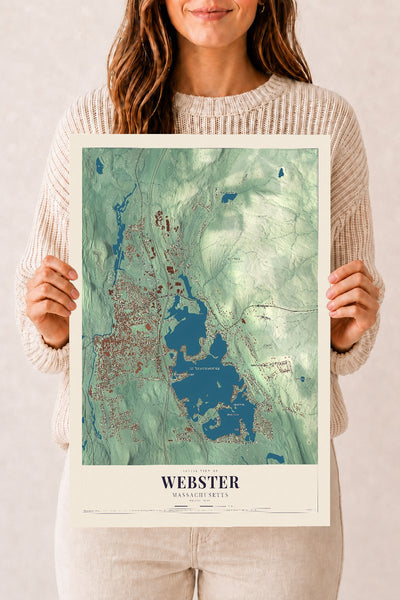 Webster, Massachusetts map print - 12 x 18 archival matte print
