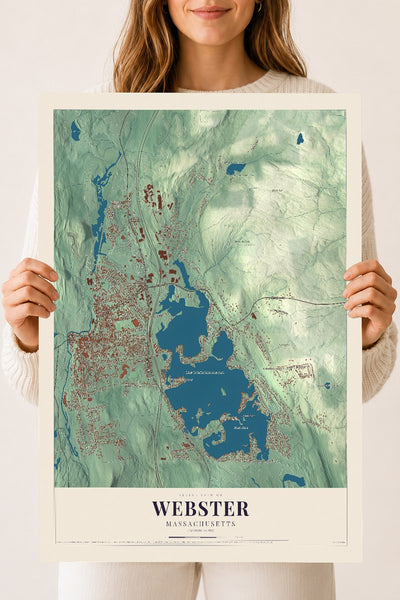Webster, Massachusetts map print - 18 x 24 archival matte print