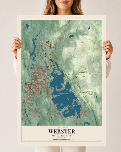 Webster, Massachusetts map print - 24 x 36 archival matte print