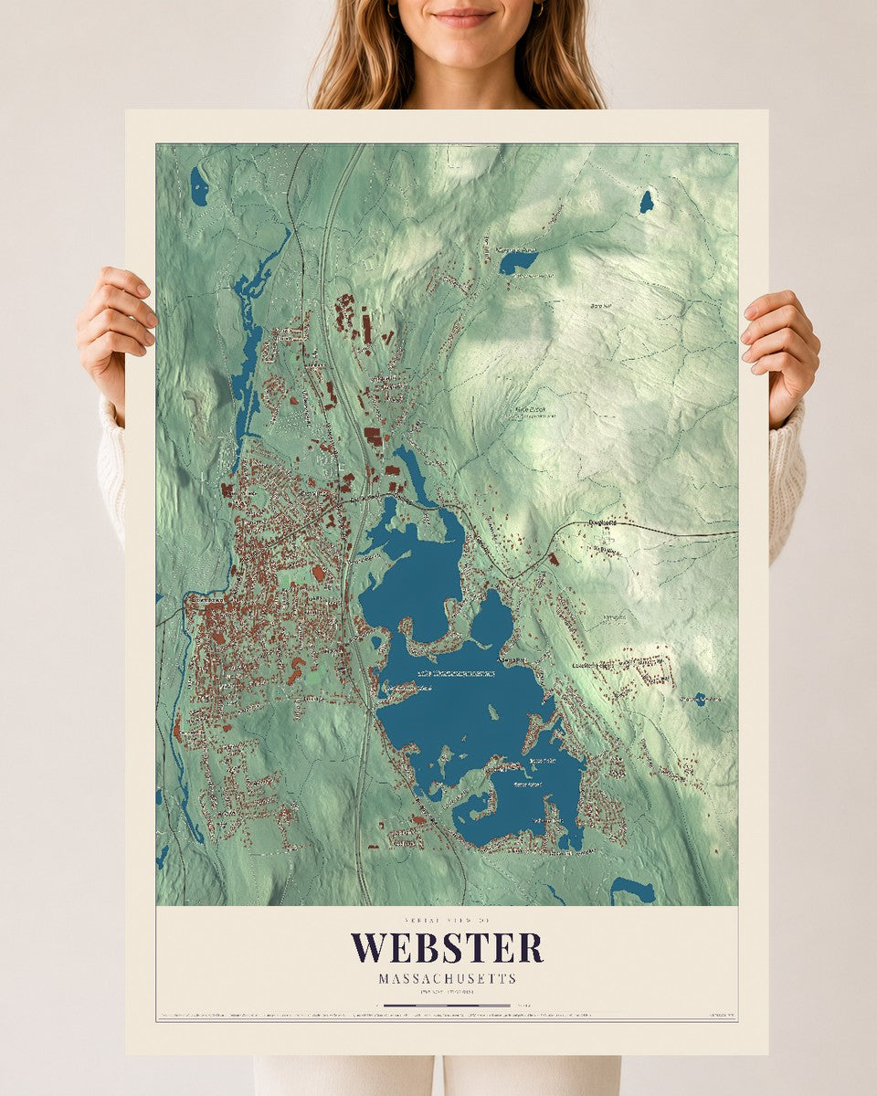 Webster, Massachusetts map print - 24 x 36 archival matte print
