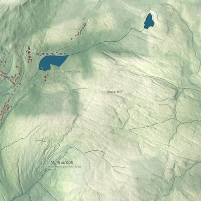 Terrain and local geography detail from the Webster, Massachusetts map