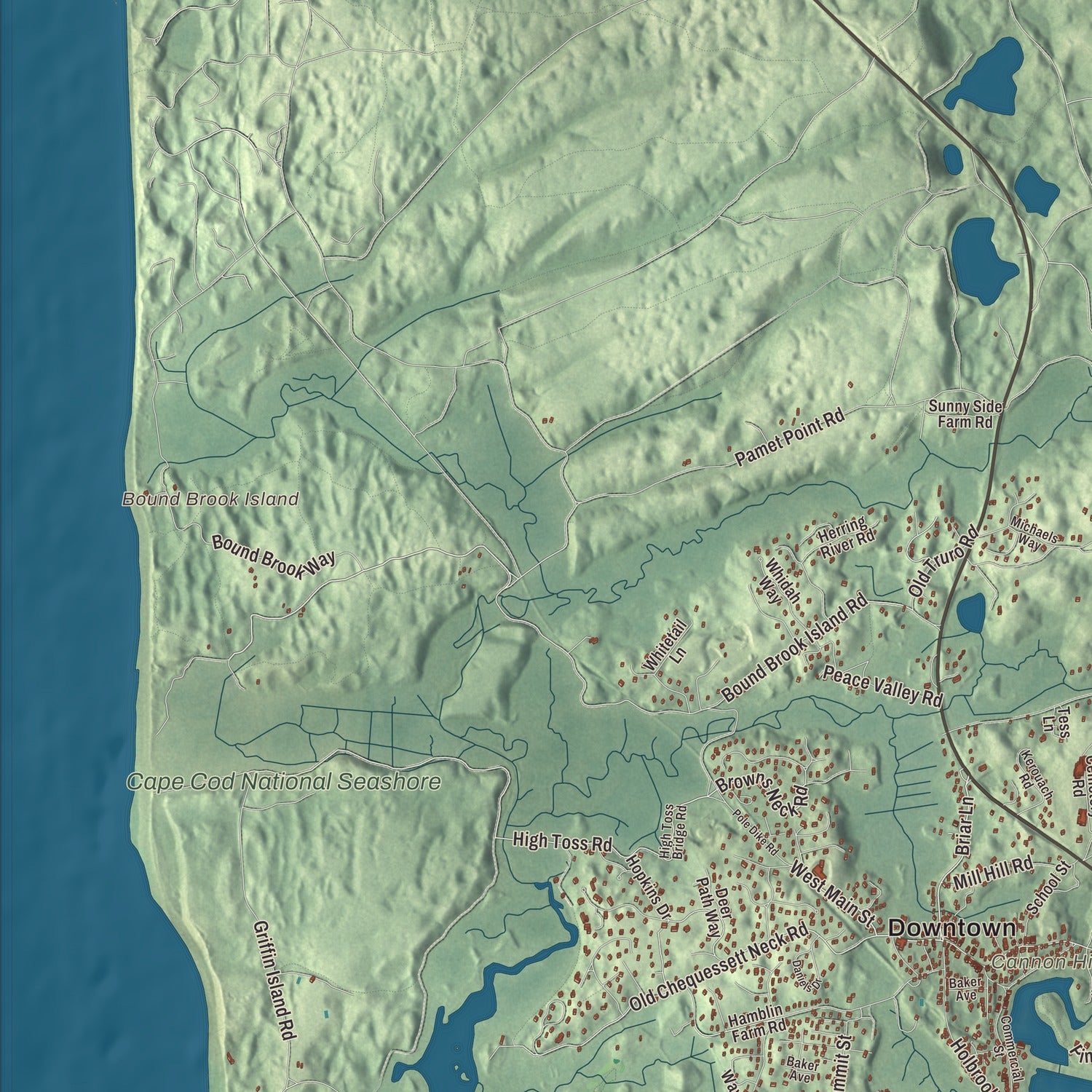 Terrain and local geography detail from the Wellfleet, Massachusetts map