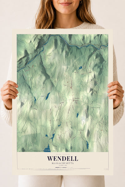 Wendell, Massachusetts map print - 18 x 24 archival matte print