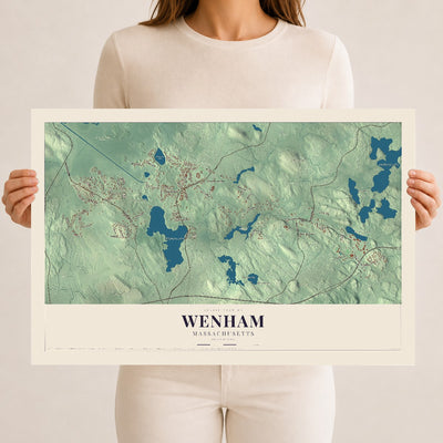 Wenham, Massachusetts map print - 12 x 18 archival matte print