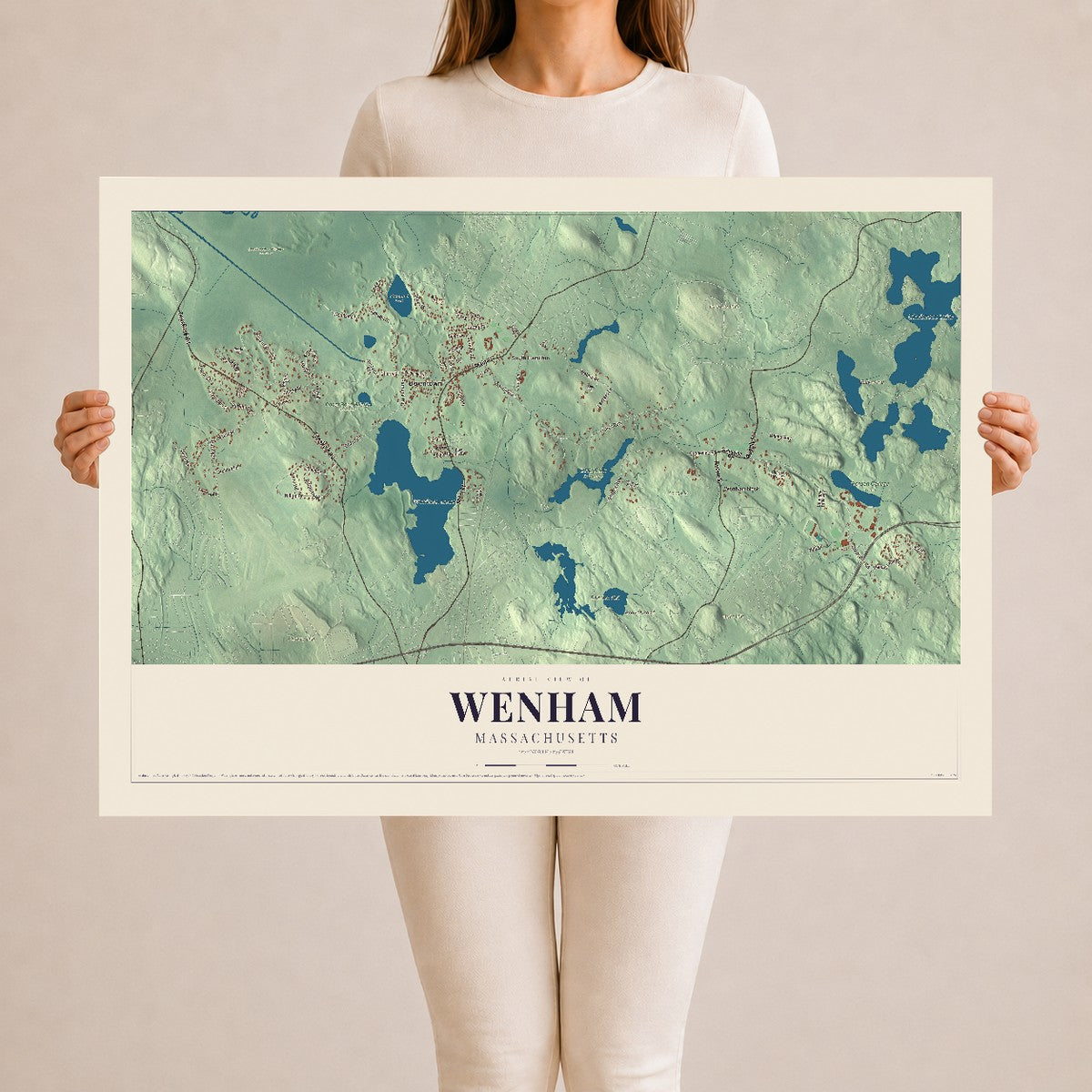 Wenham, Massachusetts map print - 24 x 36 archival matte print