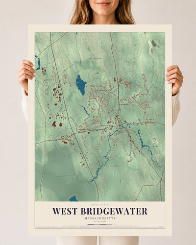 West Bridgewater, Massachusetts map print - 24 x 36 archival matte print