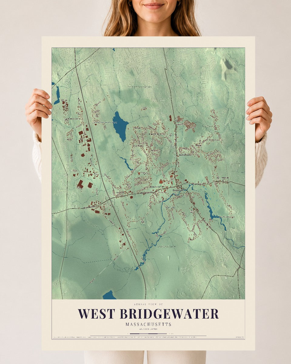 West Bridgewater, Massachusetts map print - 24 x 36 archival matte print