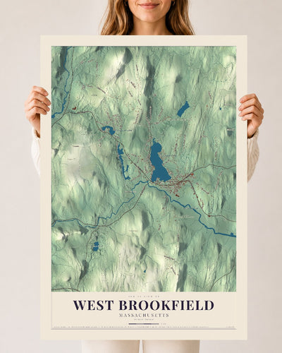 West Brookfield, Massachusetts map print - 24 x 36 archival matte print