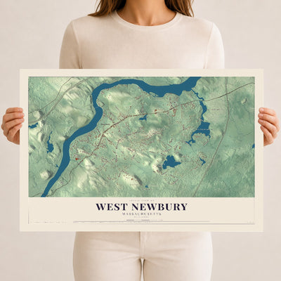 West Newbury, Massachusetts map print - 12 x 18 archival matte print