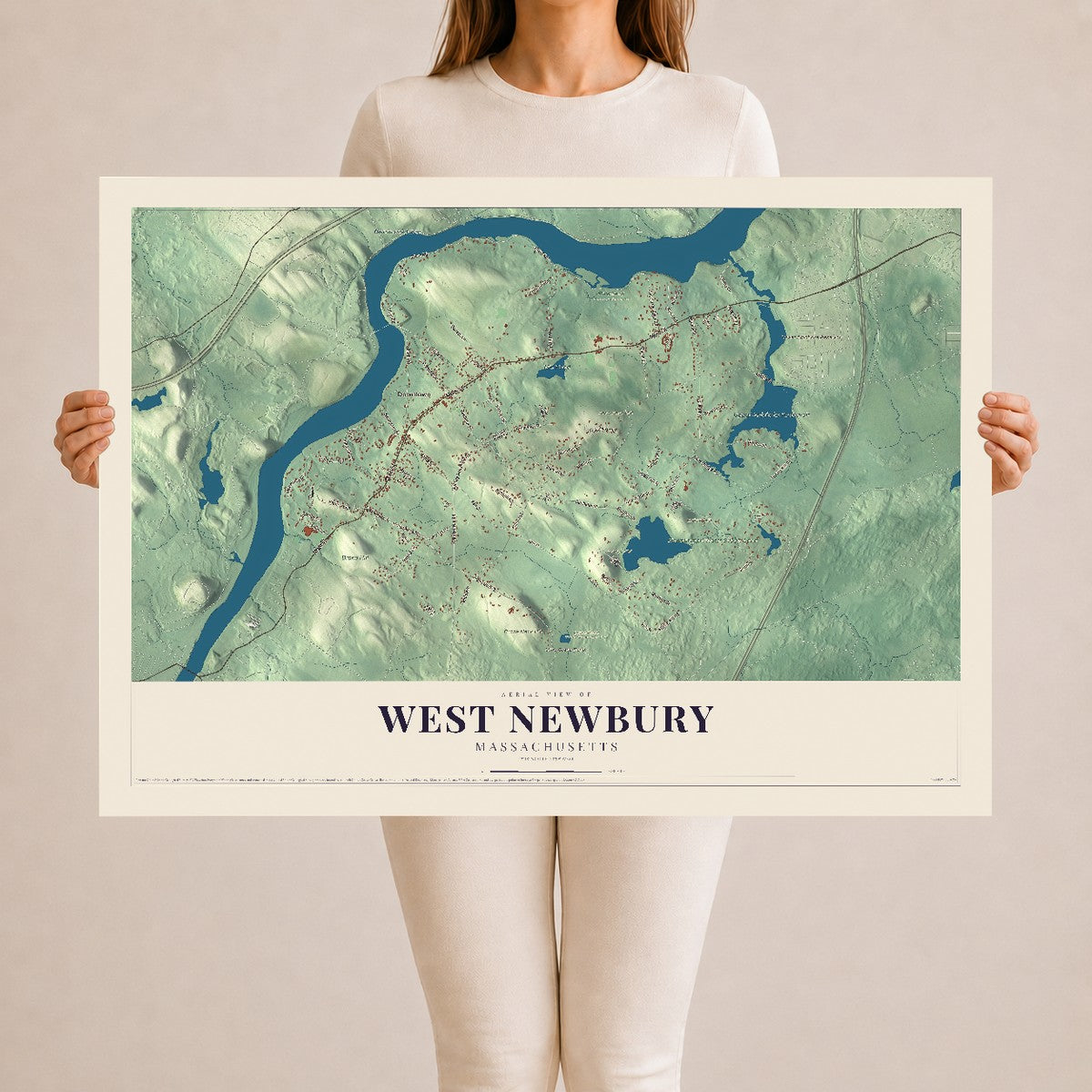 West Newbury, Massachusetts map print - 24 x 36 archival matte print