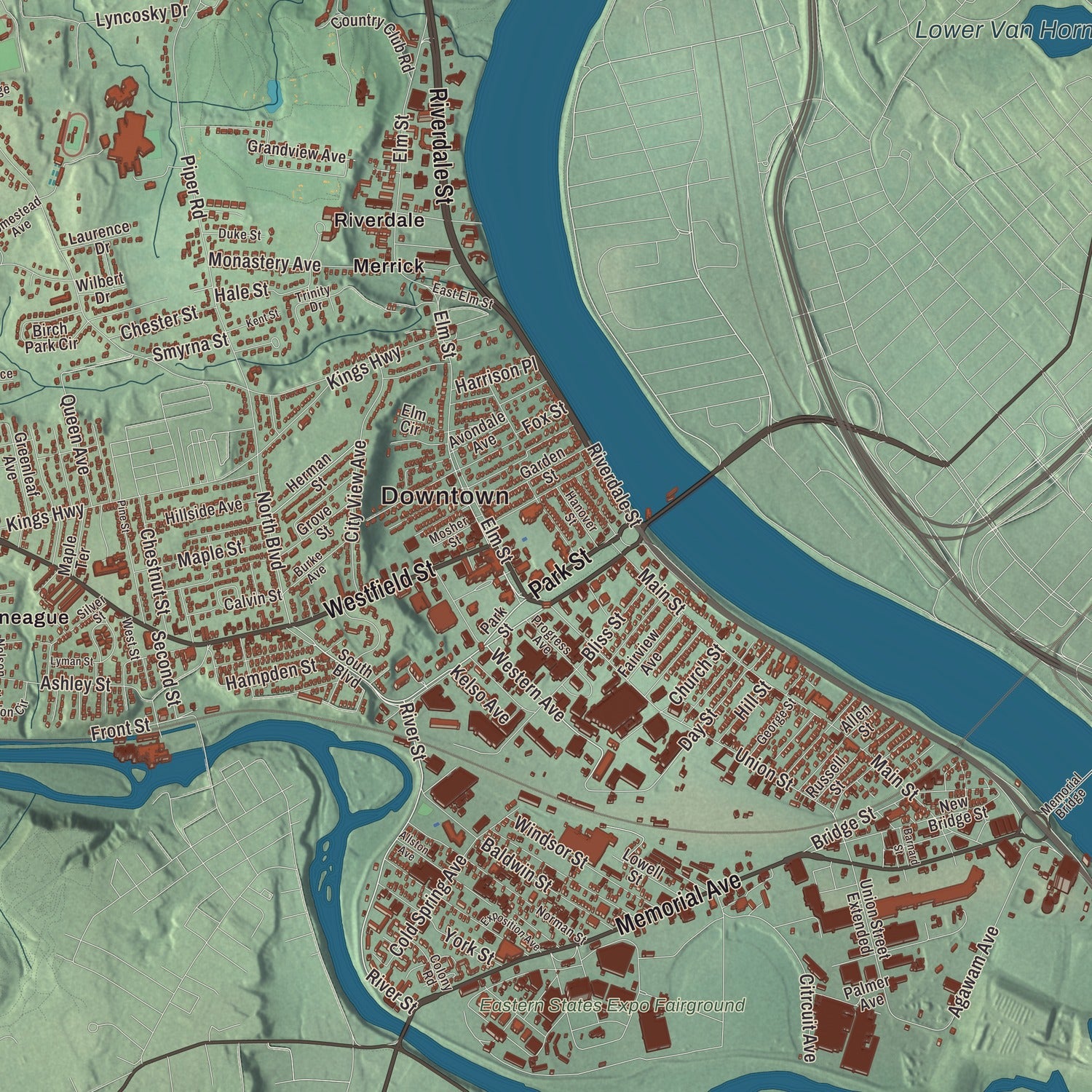 Street and neighborhood detail from the West Springfield, Massachusetts map