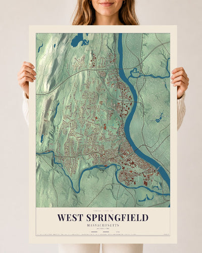 West Springfield, Massachusetts map print - 24 x 36 archival matte print