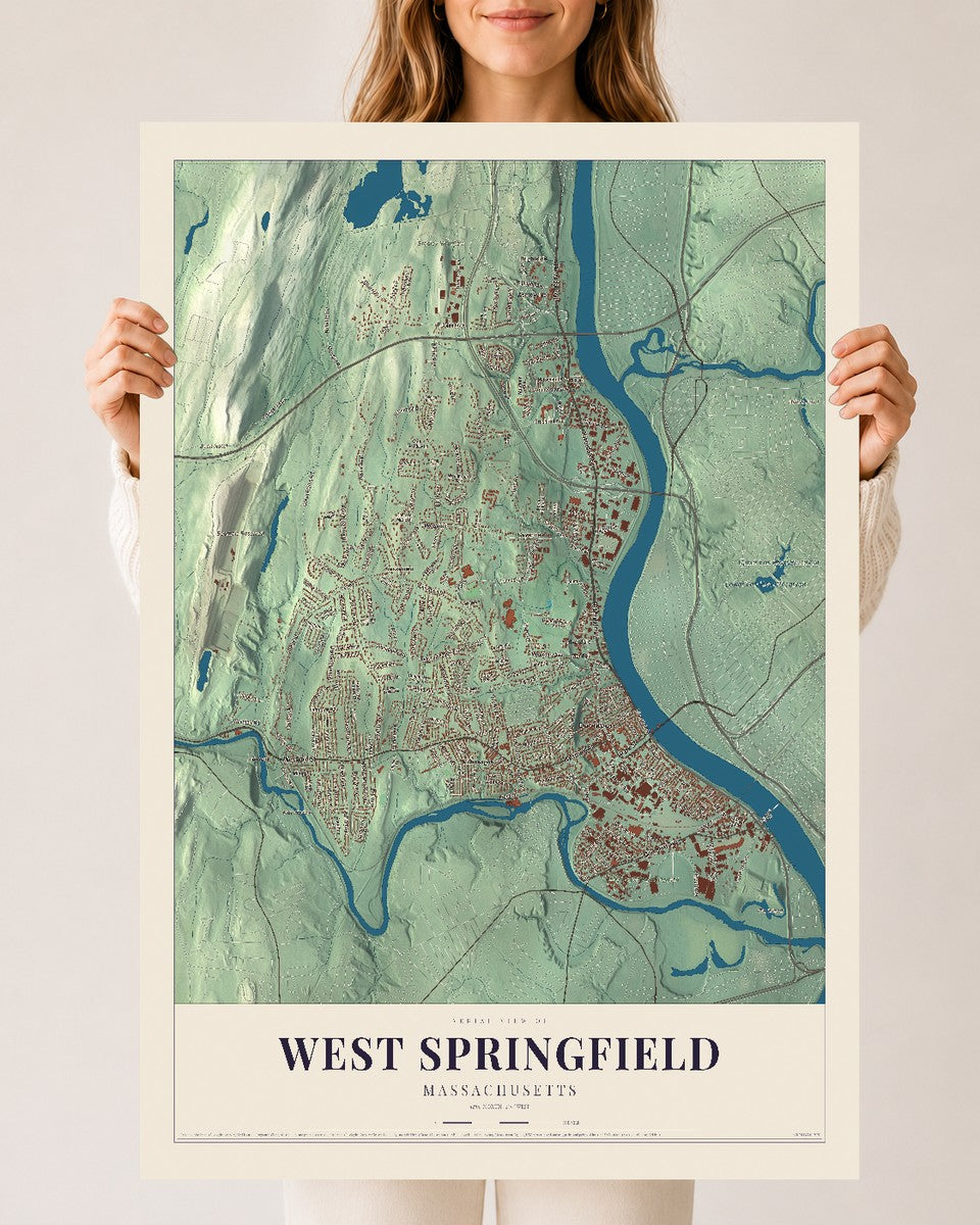 West Springfield, Massachusetts map print - 24 x 36 archival matte print