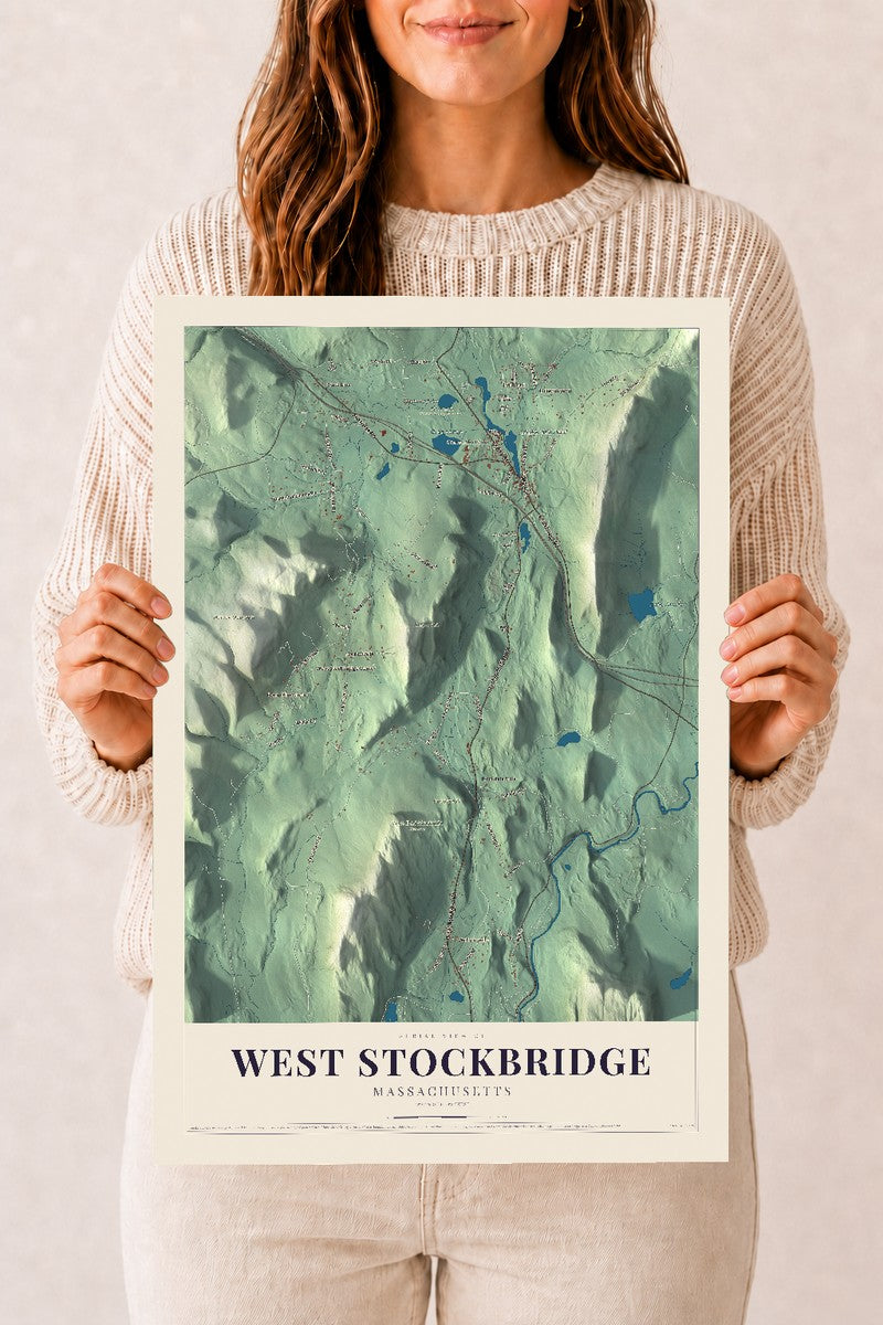 West Stockbridge, Massachusetts map print - 12 x 18 archival matte print