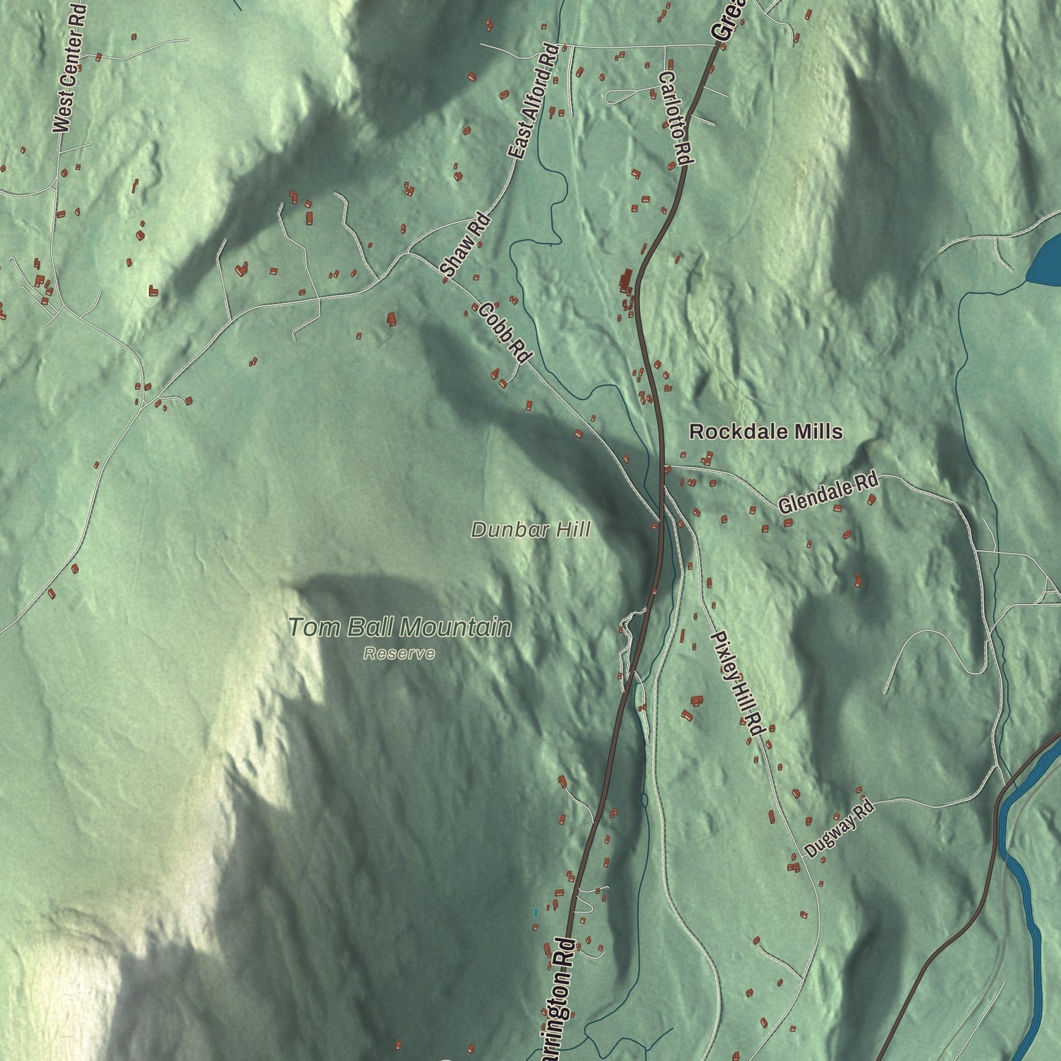 Terrain and local geography detail from the West Stockbridge, Massachusetts map