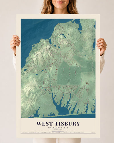 West Tisbury, Massachusetts map print - 24 x 36 archival matte print