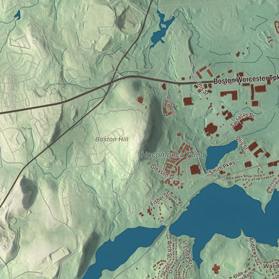 Terrain and local geography detail from the Westborough, Massachusetts map