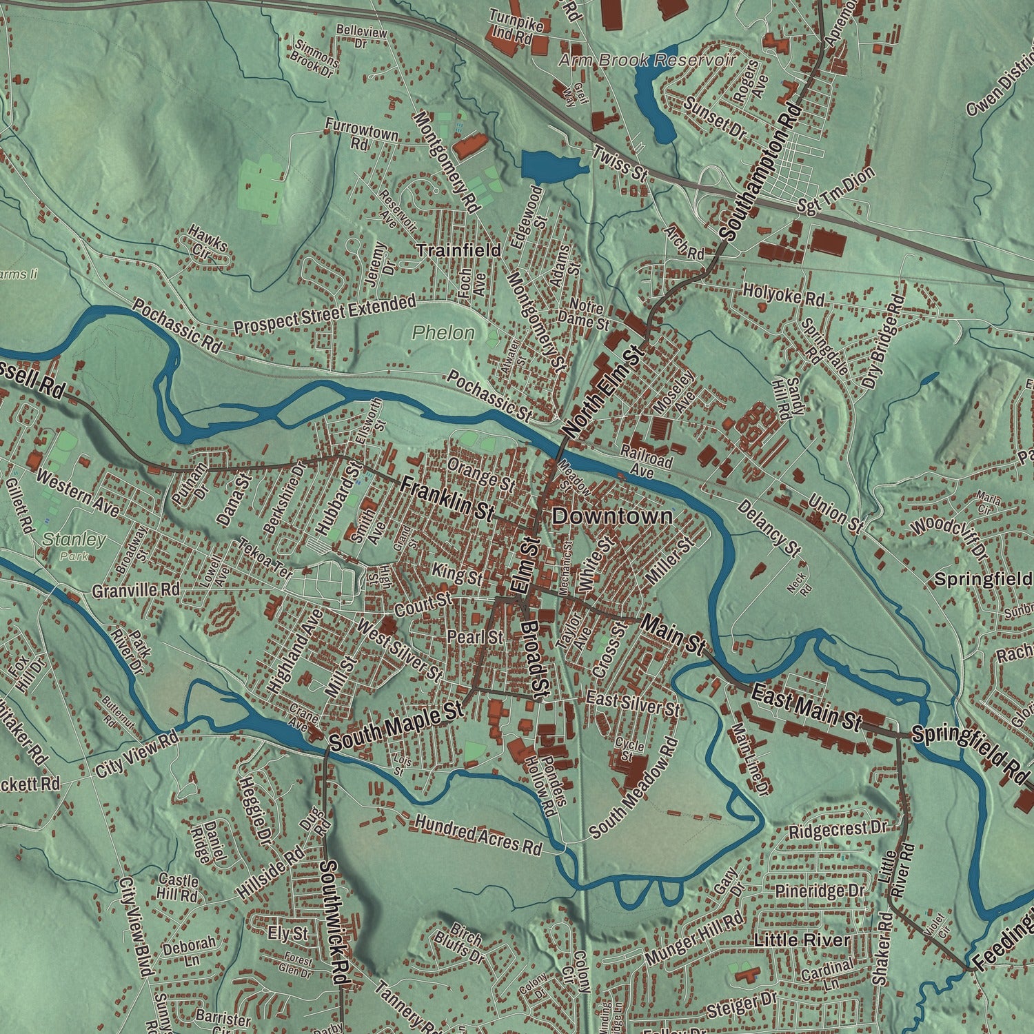 Street and neighborhood detail from the Westfield, Massachusetts map