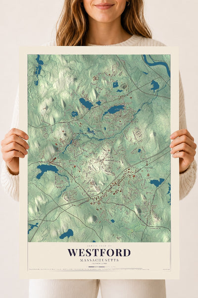 Westford, Massachusetts map print - 18 x 24 archival matte print