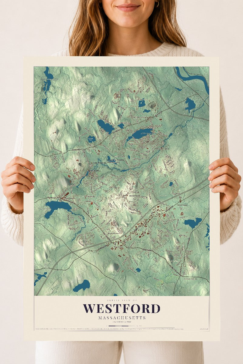 Westford, Massachusetts map print - 18 x 24 archival matte print