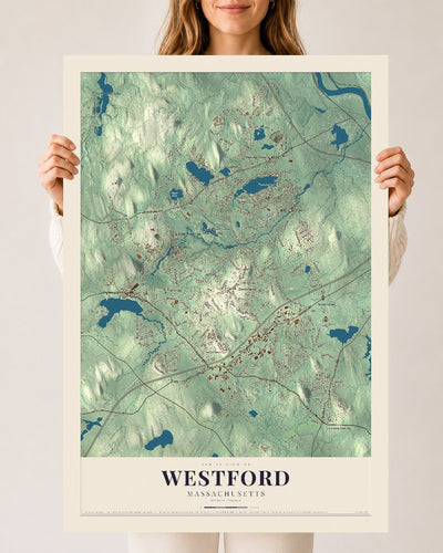 Westford, Massachusetts map print - 24 x 36 archival matte print