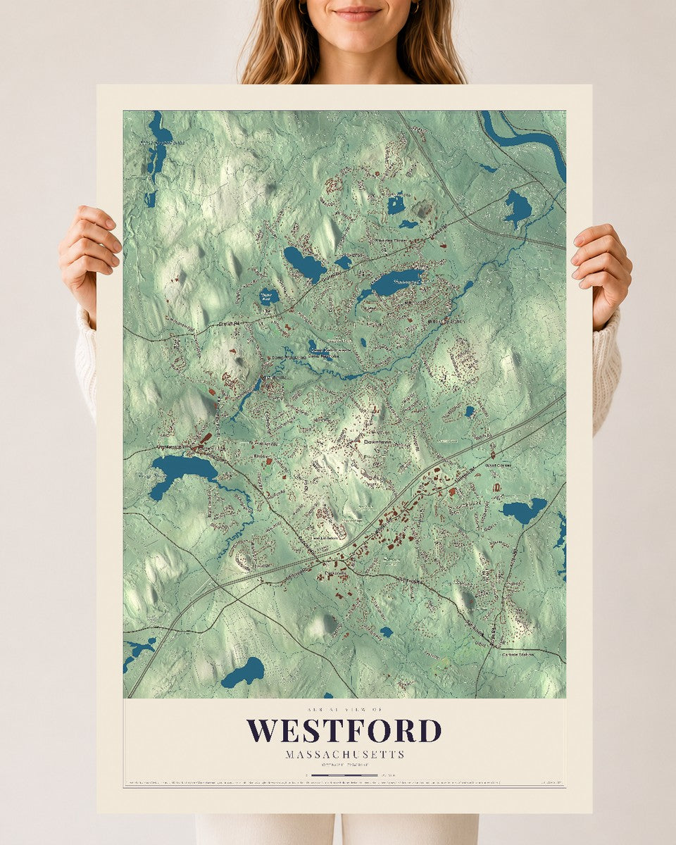 Westford, Massachusetts map print - 24 x 36 archival matte print